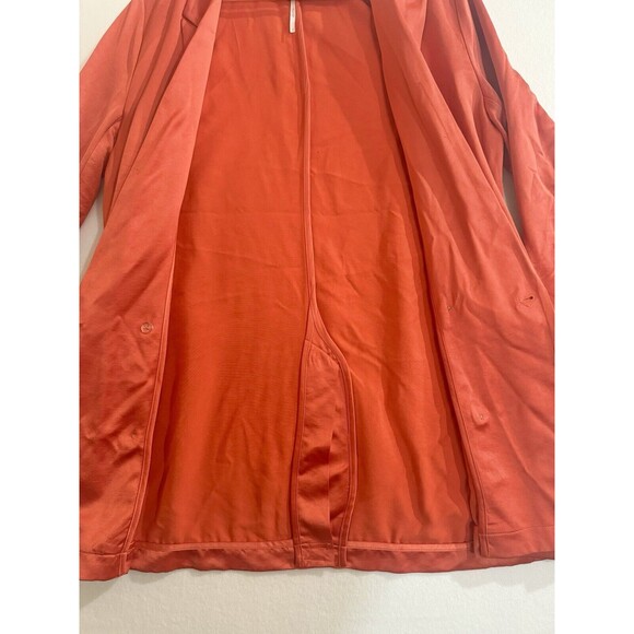 Free People Satin Silk Orange Rust Tailored Long Blazer Jacket Womens Large - Picture 10 of 16